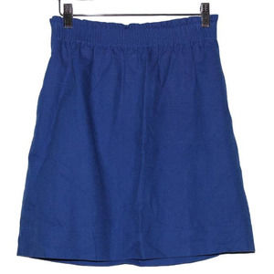 Women's J. Crew Sidewalk Skirt 41575 Blue Linen Cotton Elastic Mini Skirt Size 0